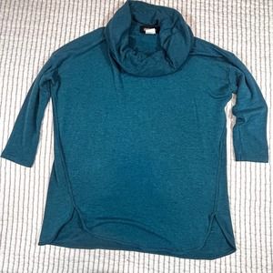 Grayson Cowl Neck Sweater Womens XS 97% Rayon 3% Spandex Made in Indonesia Teal